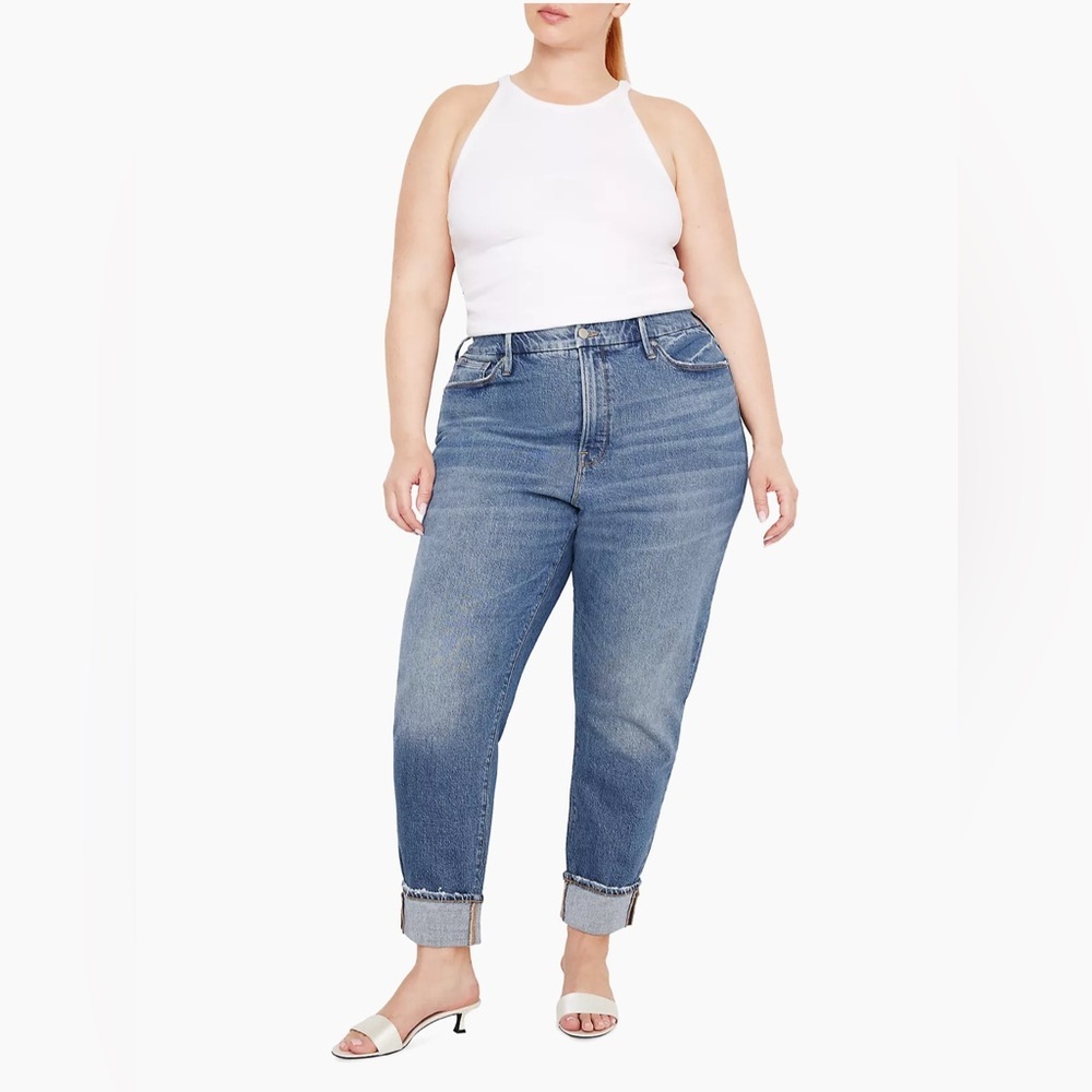Good American The Weekender Cuffed Jeans High Waist Medium Wash Plus Size 20